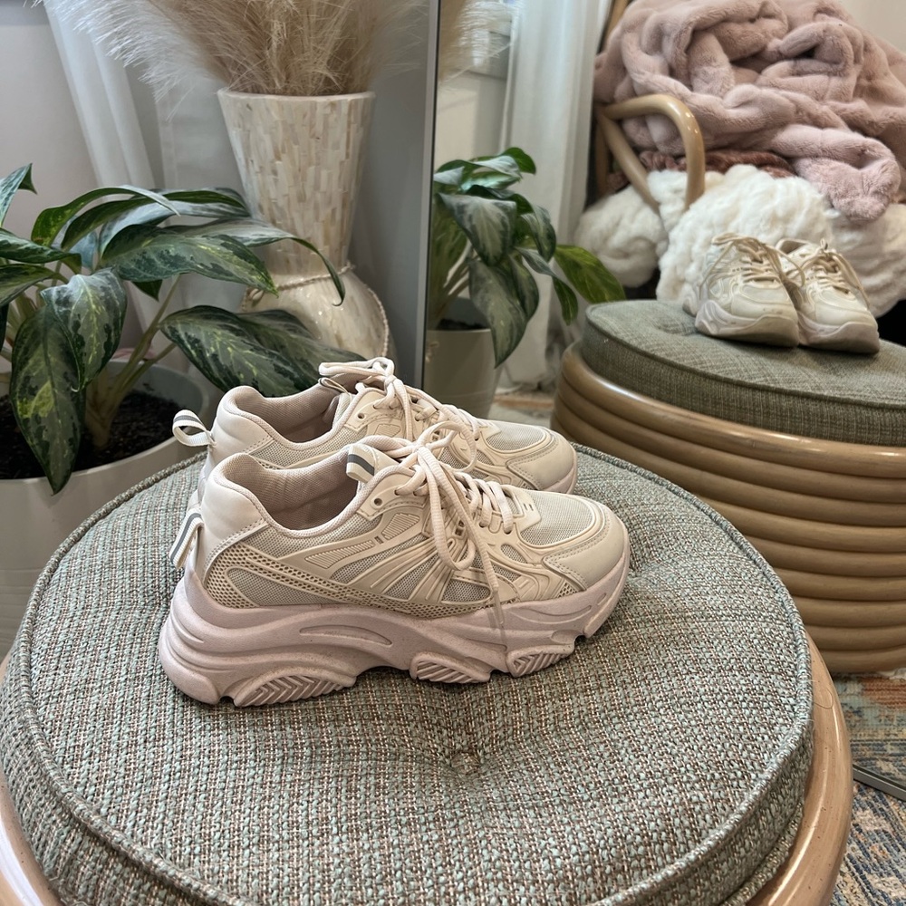 Madden Girl Cream Chunky Sneakers